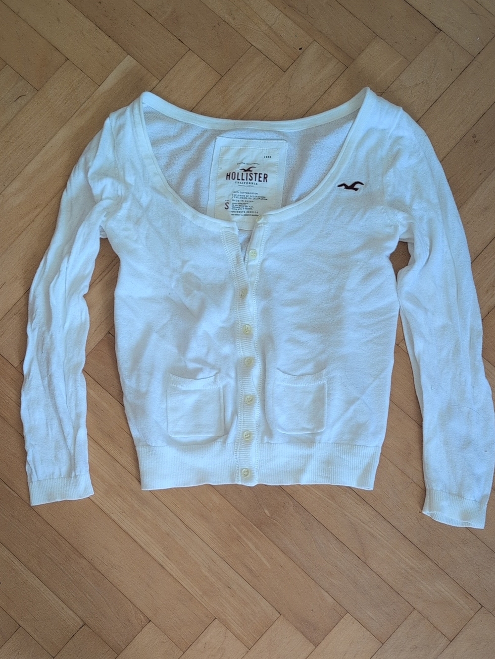 Hollister Women's White Button-Front Cardigan Sweater Size S